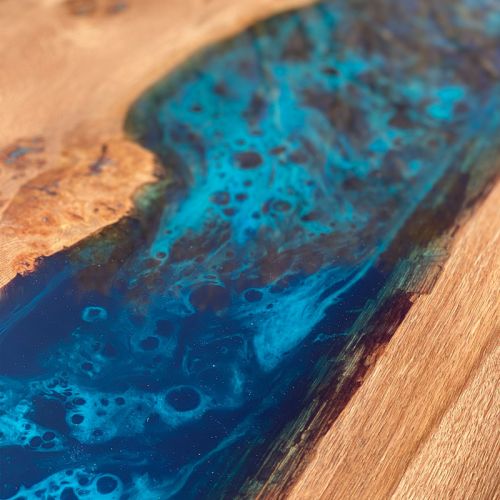 Burred Oak & Galactic Blue River Coffee Table 2