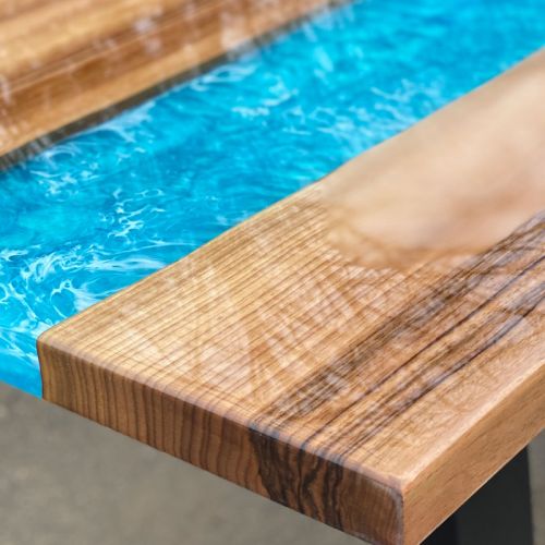 Walnut & Ocean Art River Coffee Table