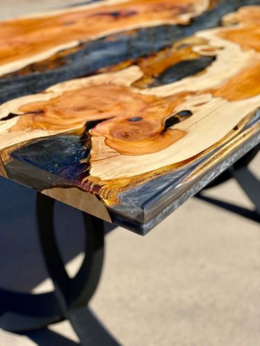 Yew & Terminator Silver Resin River Dining Table