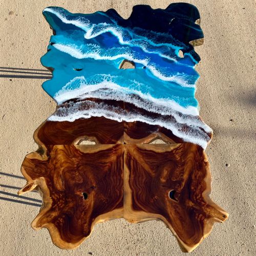 Large Resin Ocean Art Coffee Table