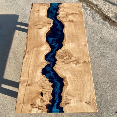 Burred Oak & Galactic Blue River Coffee Table