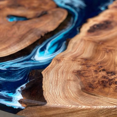 Circular Elm & Deep Sea River Coffee Table