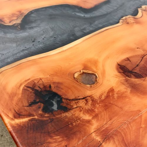 Yew Grey Resin River Dining Table