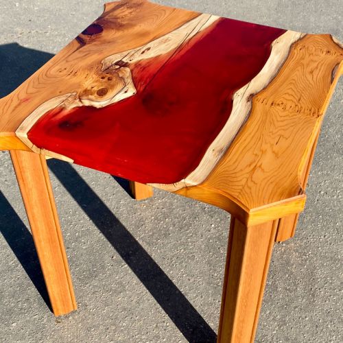 River Side Table Lava Resin & Yew