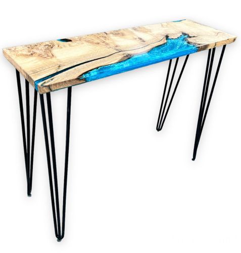 Burr Oak & Ocean Console Table