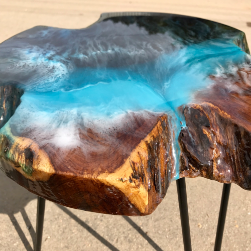 Wood & Resin Ocean Art Side Table 2