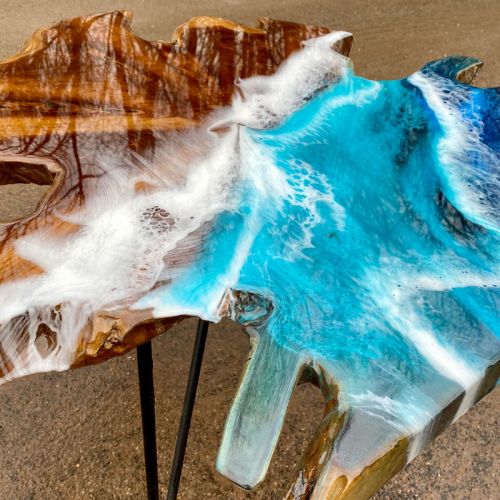 Teak & Resin Ocean Art CoffeeTable