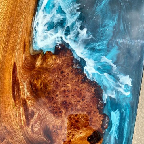 Burr Elm Deep Ocean Extending River Dining Table