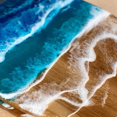 Toilet Seat with Resin Ocean Artwork