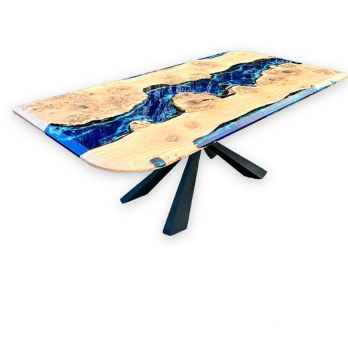 Burr Oak & Deep Sea River Dining Table
