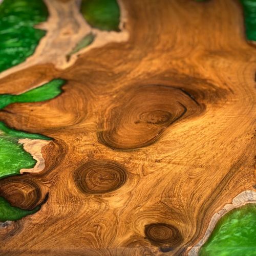 Teak & Custom Resin Coffee Table Top